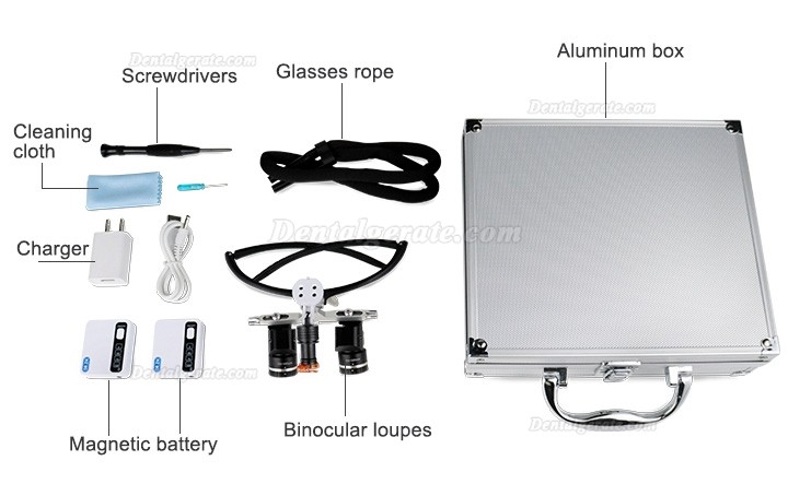 WJ YWJ-MG11U 3.0X-5.0X Dental Flip-up Ergonomic Lupenbrille (Aluminiumrahmen, Einstellbare Vergr&ouml;&szlig;erung) mit Lupenbrille Licht Zahnarzt